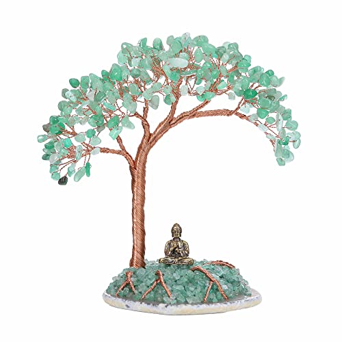 JSDDE Feng Shui Árbol de la vida, figura de Buda, árbol de dinero con base de ágata, piedra...