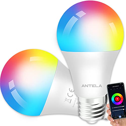 ANTELA Bombilla Inteligente LED E27 Wifi 9W Compatible Con Google Home/Alexa, Bombilla...