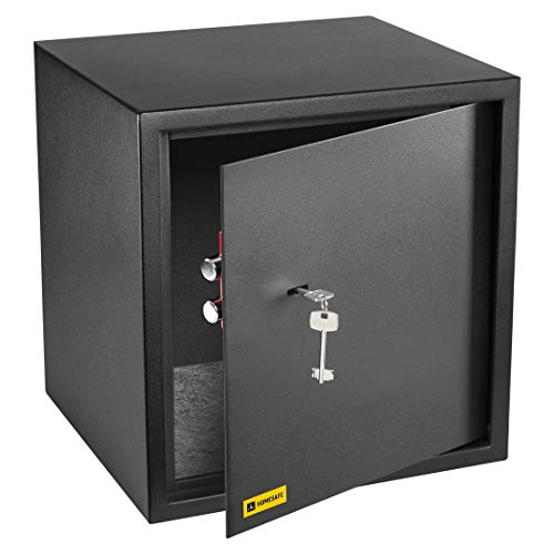 HomeSafe HV38K Caja Fuerte con Cerradura de Calidad 38x35x35cm (HxWxD), Negro Satén de Carbón