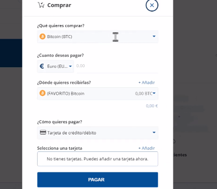 acciones que se pueden realizar en Bit2me