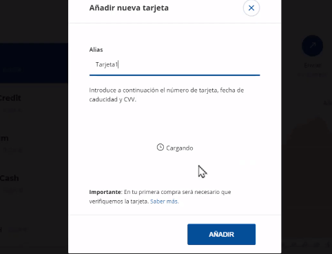 cómo añadir tarjeta en Bit2me