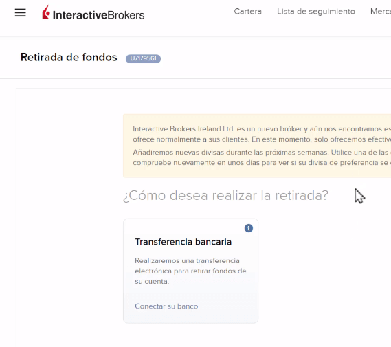 pasos para sacar dinero en Interactive Brokers