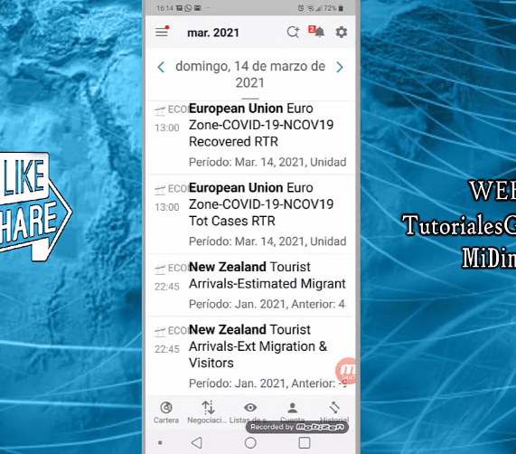 cómo es el calendario en app de Interactive Brokers en móvil