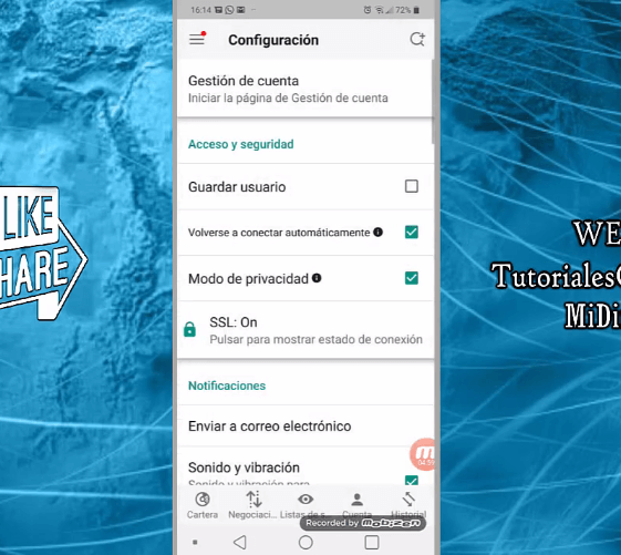 cómo hacer configuraciones en app de Interactive Brokers móvil