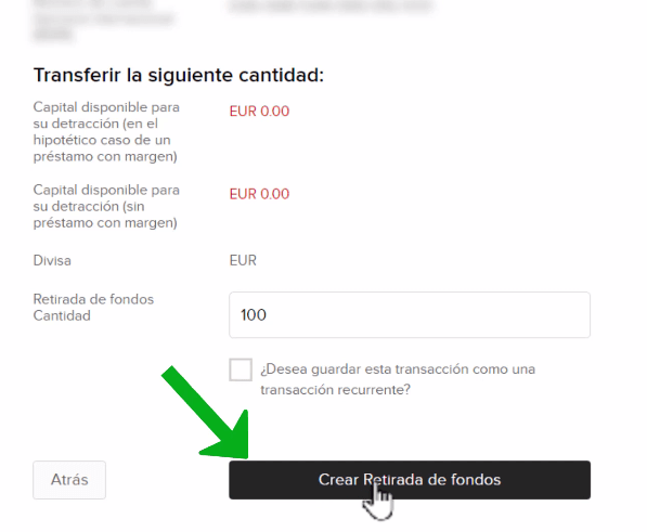 cómo crear retirada de fondos en Interactive Brokers