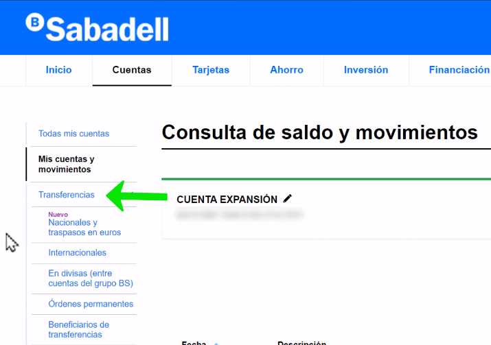 formas de hacer una transferencia en banco Sabadell