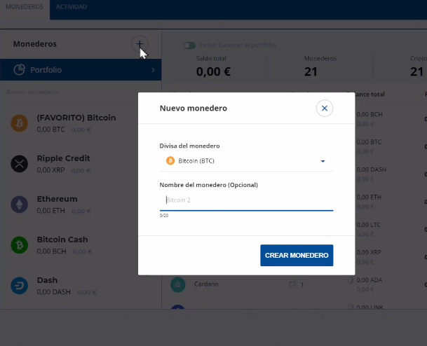 cómo añadir monedero en bIT2ME