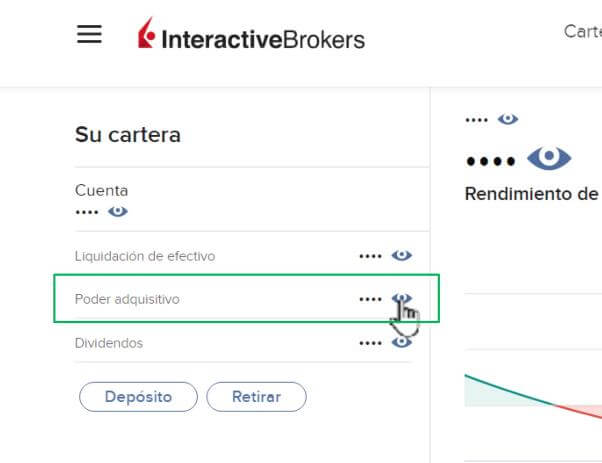 cómo ver el poder en cuenta margen Interactive Brokers