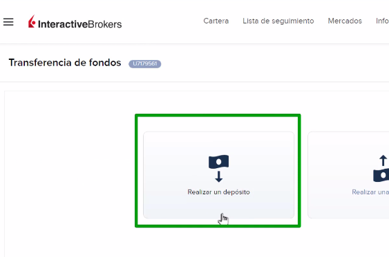 pasos para transferir dinero en Interactive Brokers