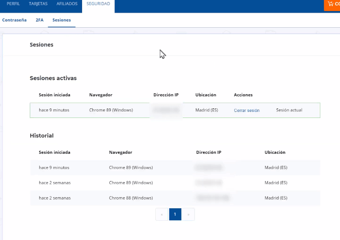qué son las sesiones en Bit2me
