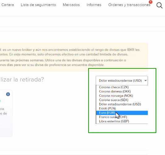 cómo retirar dinero en Interactive Brokers