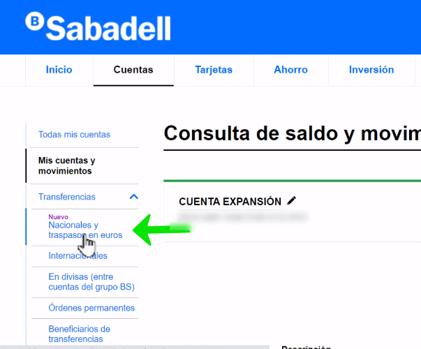 maneras de transferir en Banco Sabadell