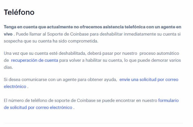 cómo contactar Coinbase teléfono