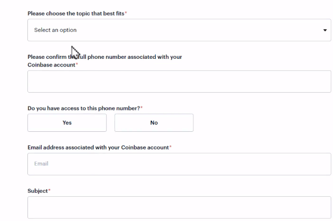 cómo contactar con Coinbase con un formulario
