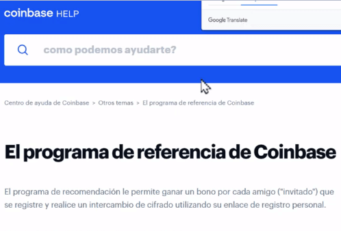 en qué consiste el programa de referidos de Coinbase