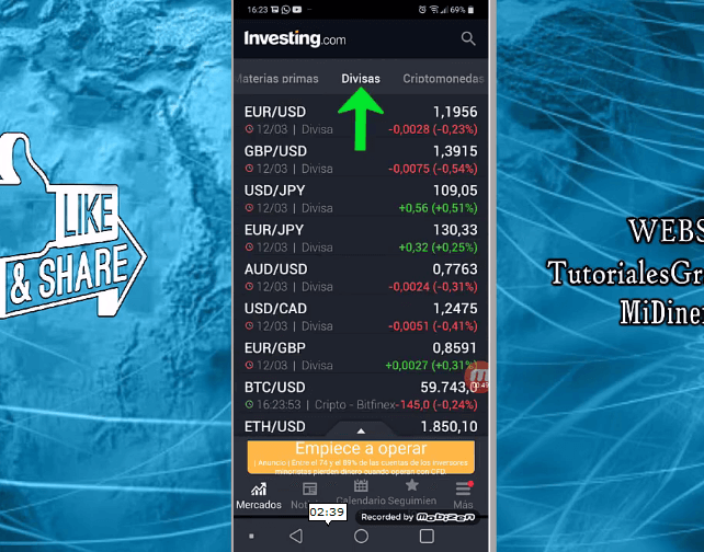 cómo utilizar Investing en móvil