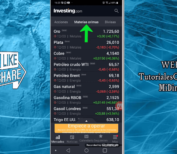 Investing en el móvil paso a paso