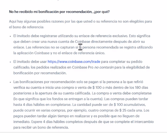 qué hacer si no recibo el beneficio de bonificación en Coinbase