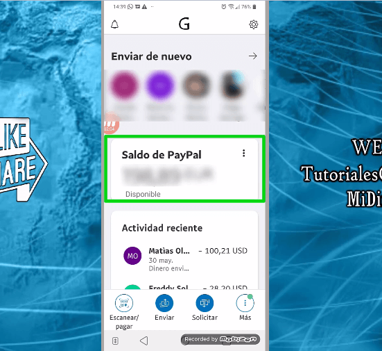 cómo ver saldo en la app de Paypal móvil