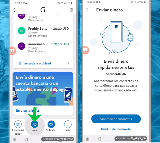 cómo enviar dinero desde el móvil con Paypal
