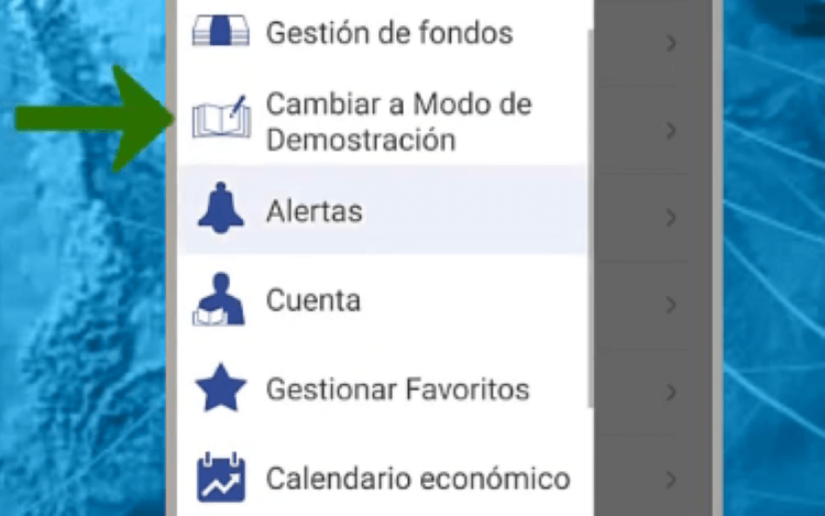 cómo cambiar a cuenta Demo desde el móvil en Plus 500