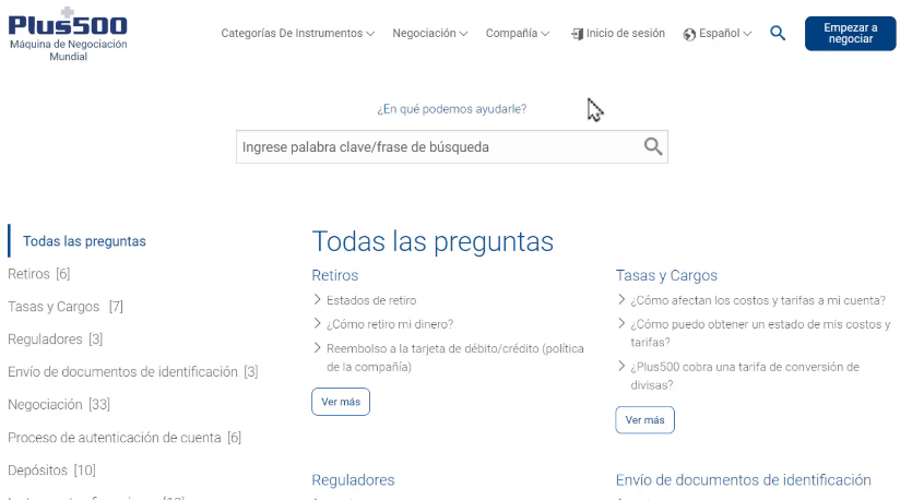 diferentes formas de contactar con Plus 500