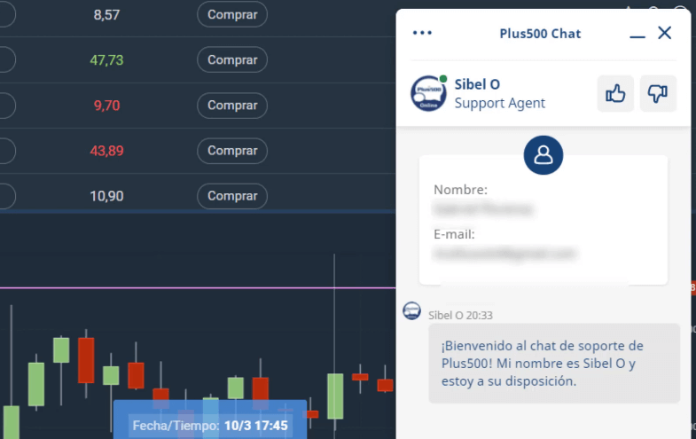 cómo contacto un agente de Plus 500