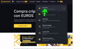 menú desplegable de Trading,