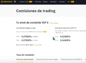 Tabla de comisiones de Binance