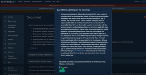 aceptar términos de servicios
