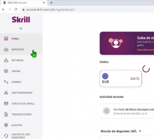 DEPOSITAR FONDOS en SKRILL 1