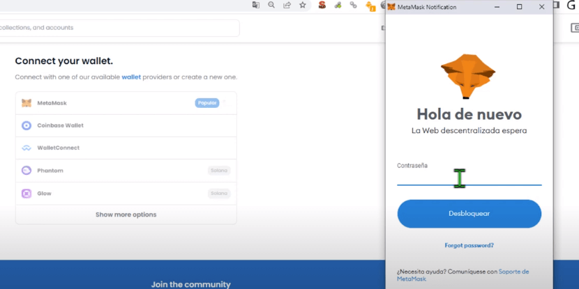 Logueate en MetaMask