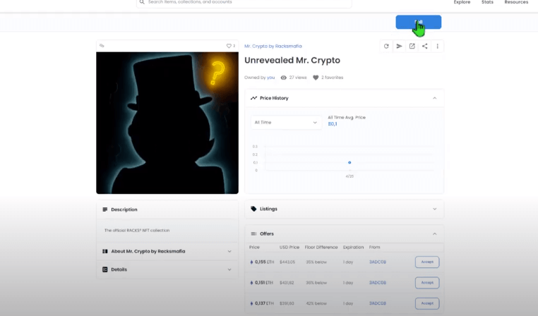 Enviar propuestas de venta de NFTs