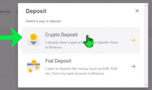 sección de Crypto Deposit