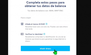 opción de añadir dinero